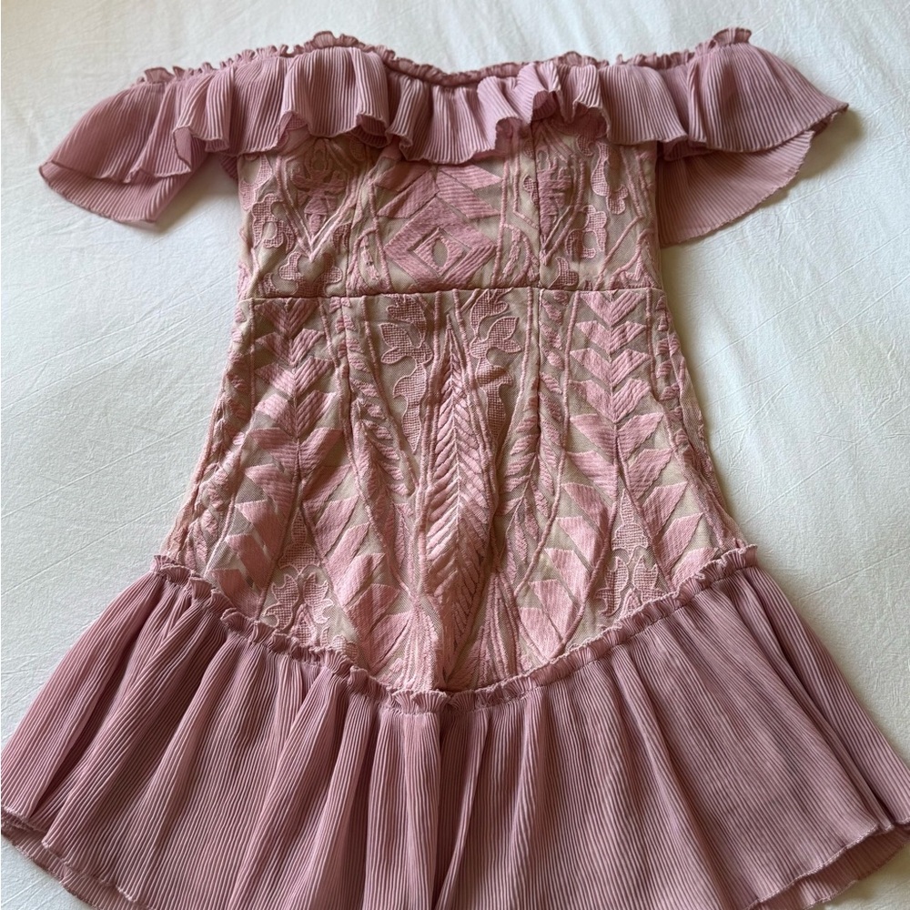 Blush Embroidered Mini Dress NWOT
